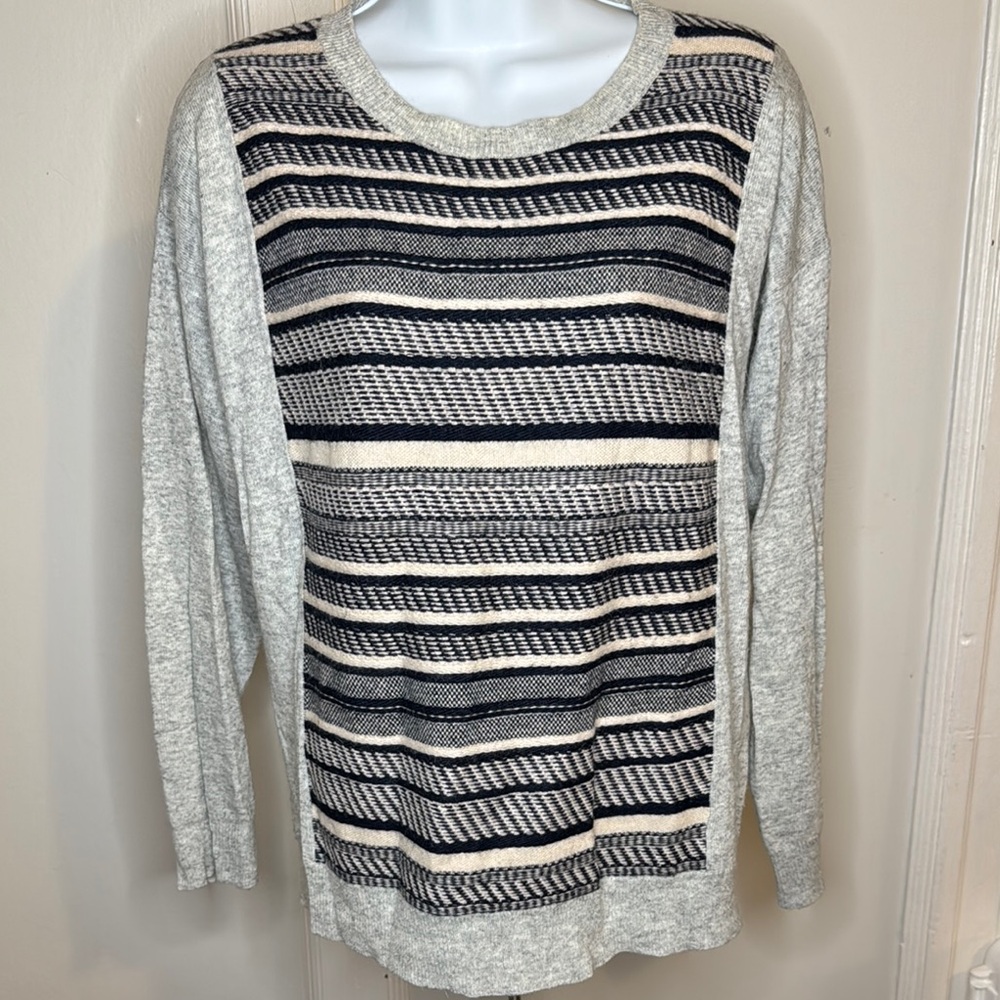 J.Crew Striped Sweater in Black and Gray